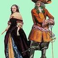 1675 г. Офицер в сапогах с крагами (ведрах) и дама
